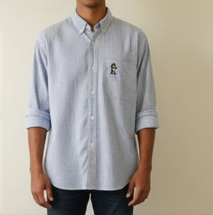 Vtg Warner Bros. Studio Store Looney Tunes Striped Button Down Shirt Men's Sz M